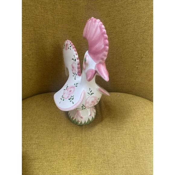 Vintage 8” Portugal Lucky Rooster Chicken Ceramic Hand Painted Folk Art Signed - Picture 3 of 6